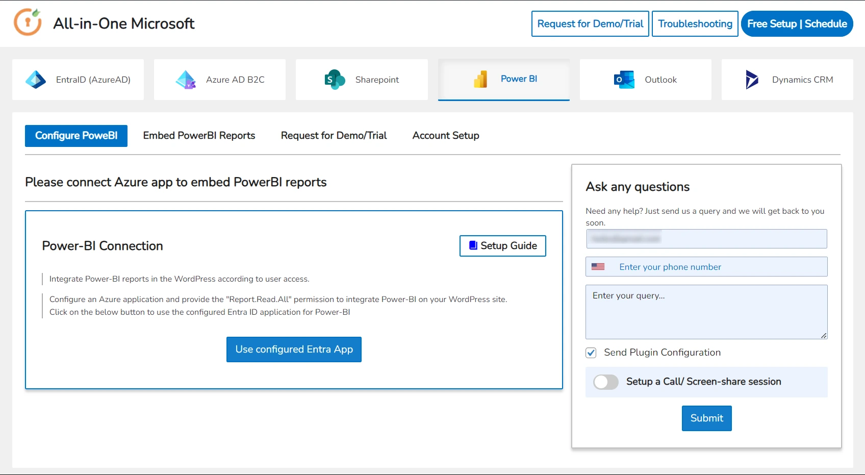 Use Configured Entra App | WordPress PowerBI