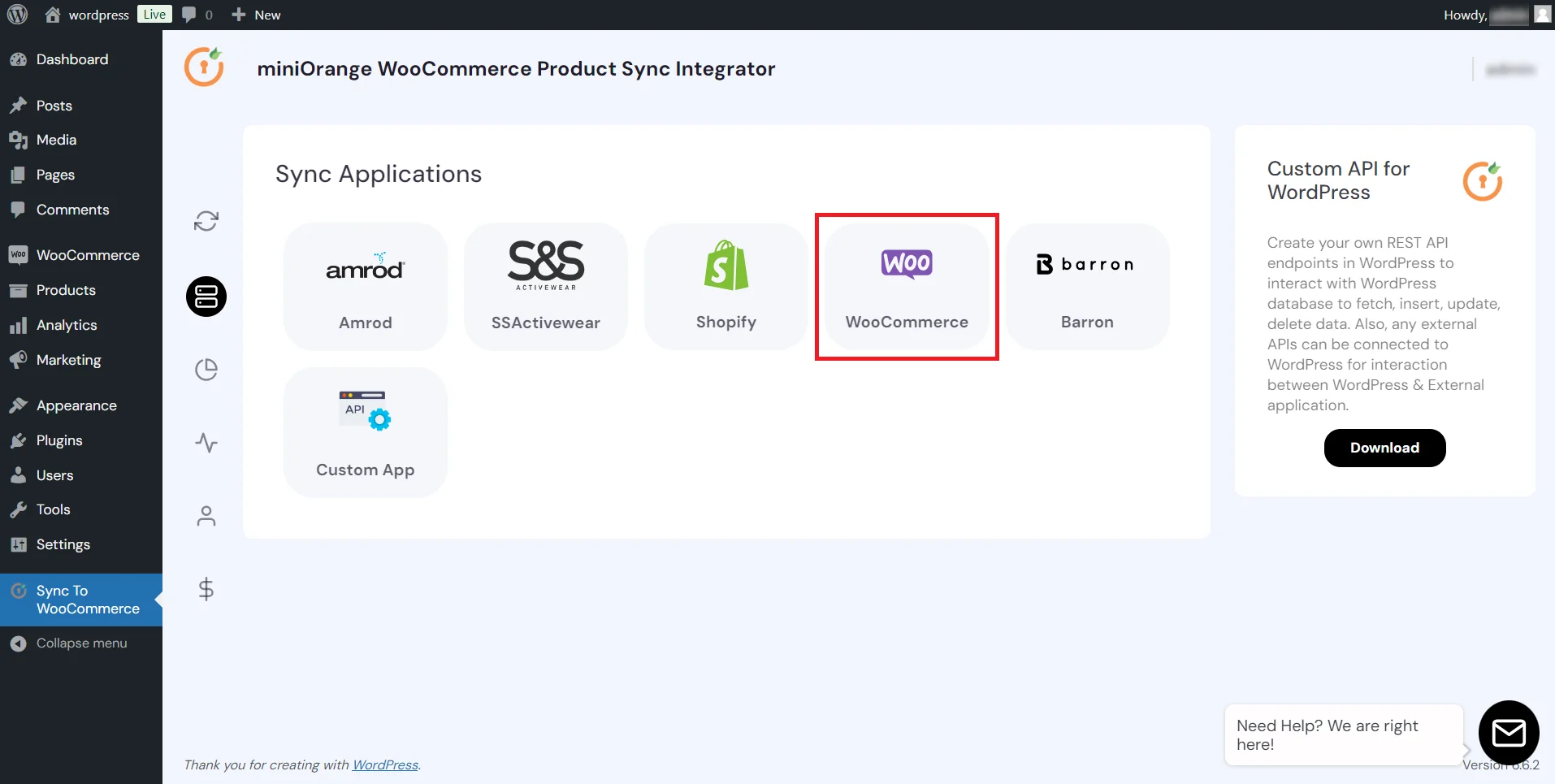 WooCommerce Product Sync - Add application