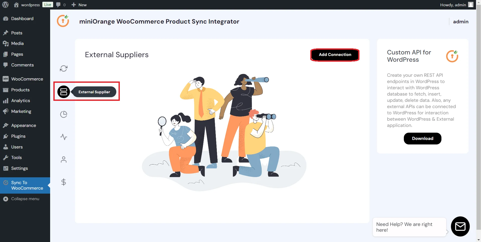 WooCommerce Product Sync - Add Connection