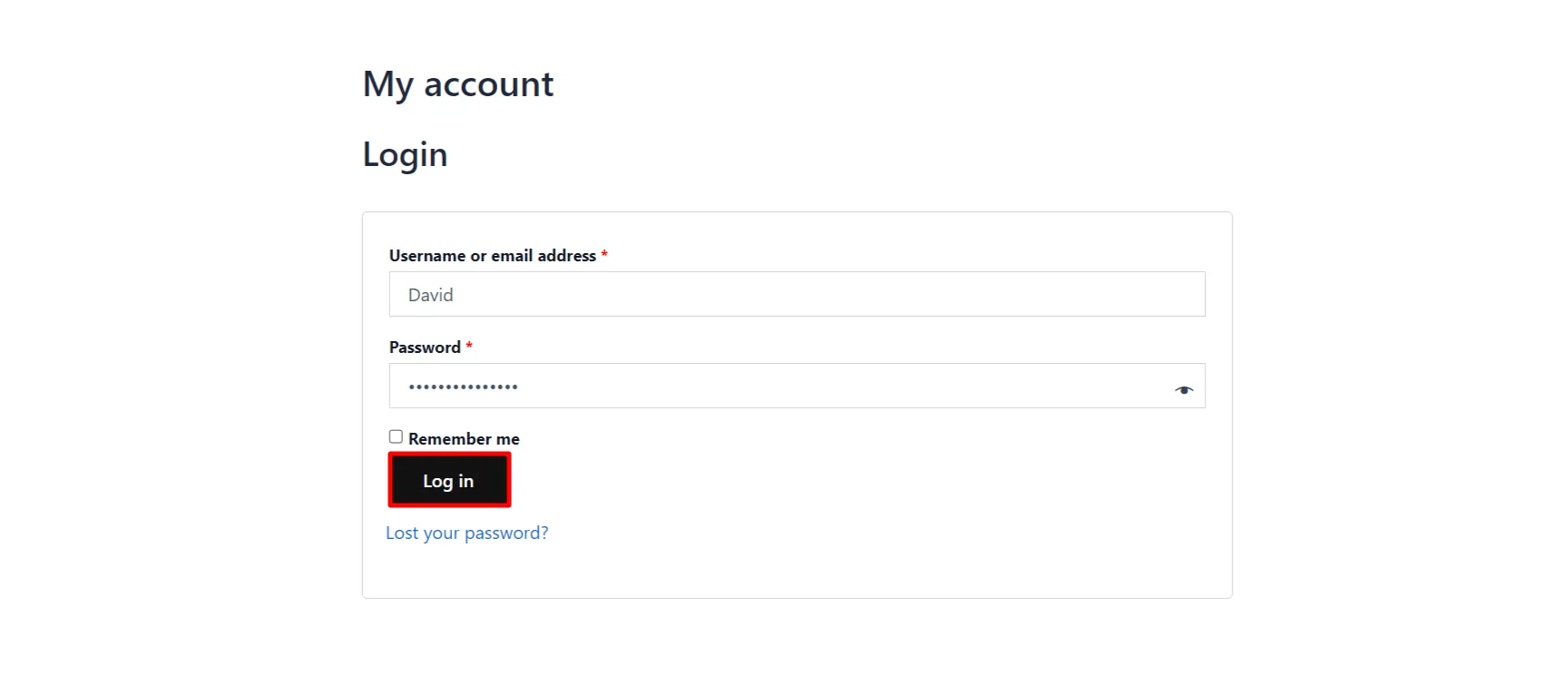 WooCommerce login form 2fa - click login button