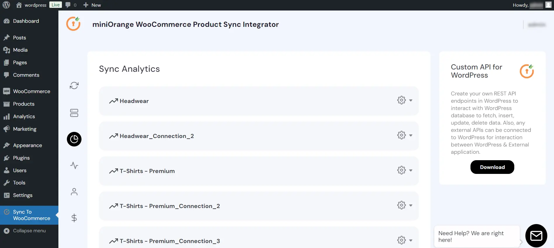 WooCommerce Product Sync - sync analytics