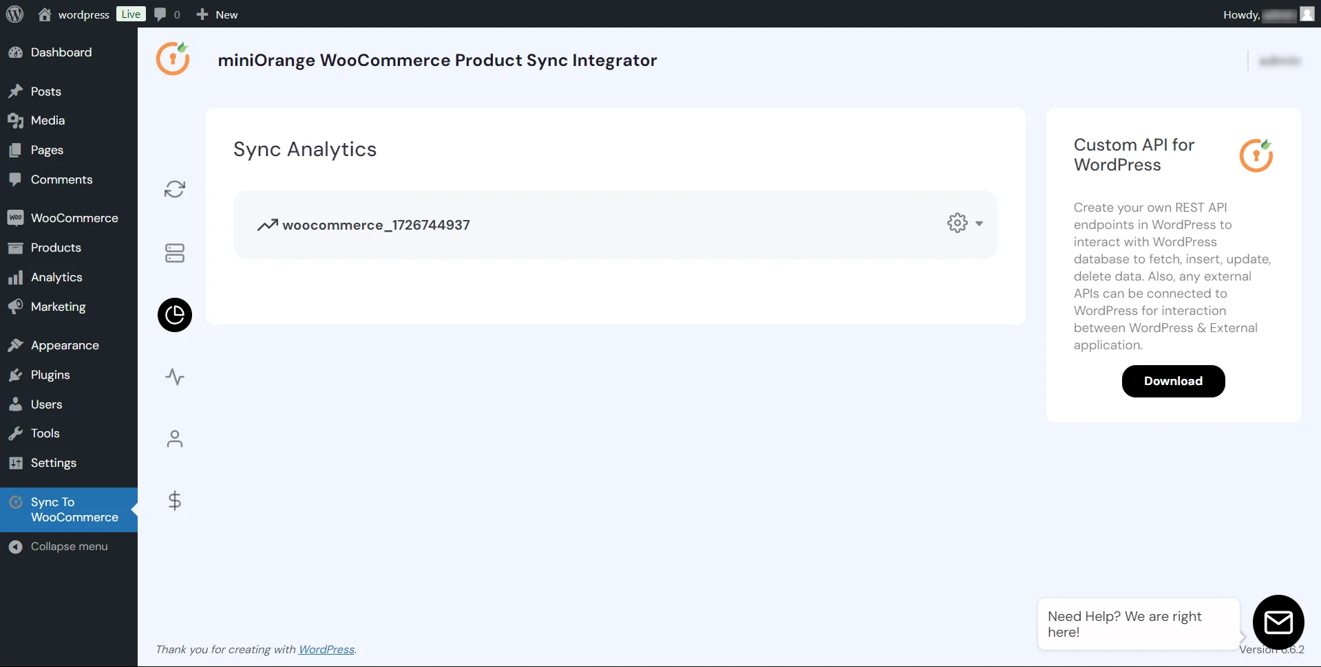 WooCommerce Product Sync - analytics tab