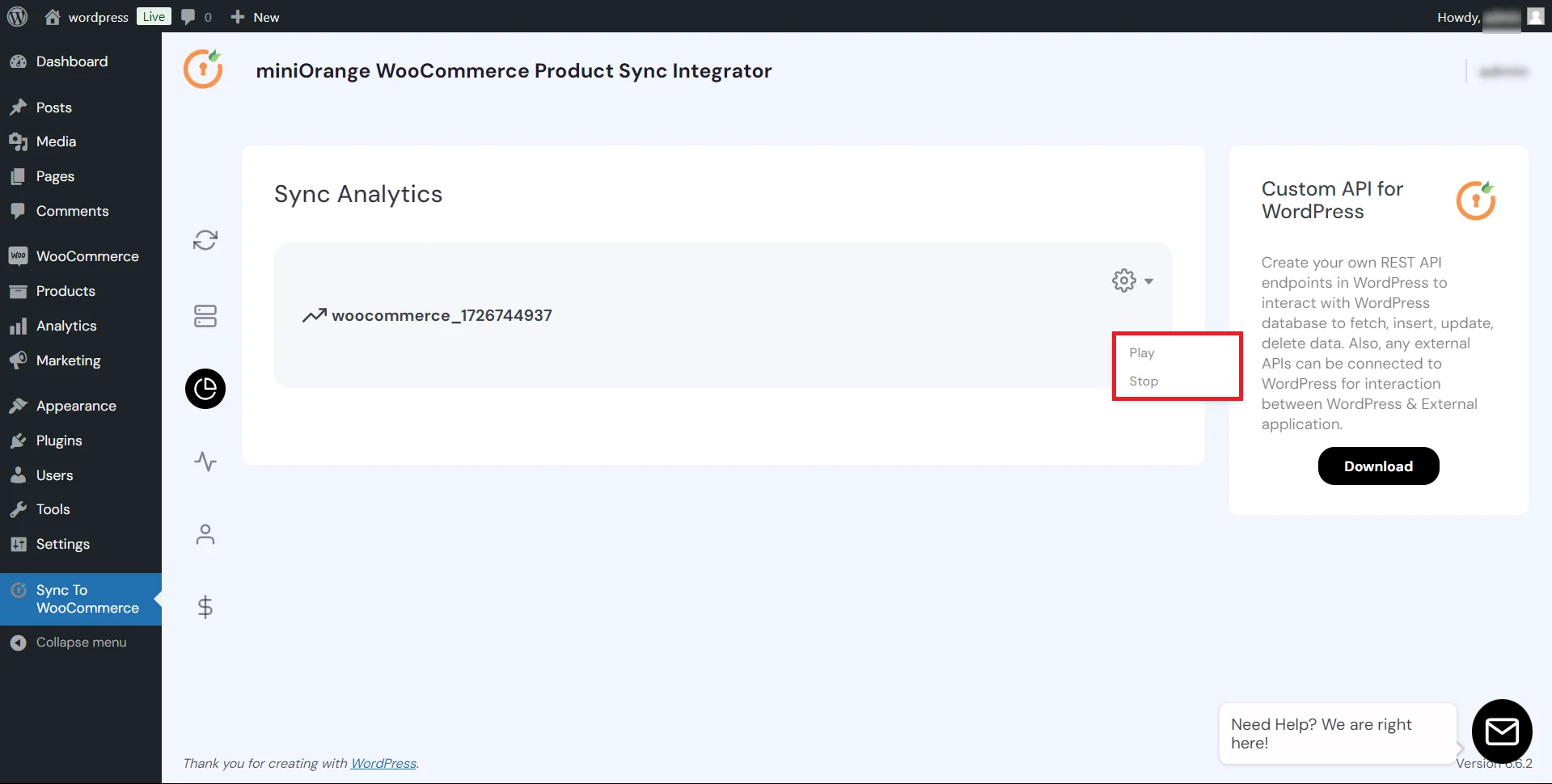 WooCommerce Product Sync - initiate sync