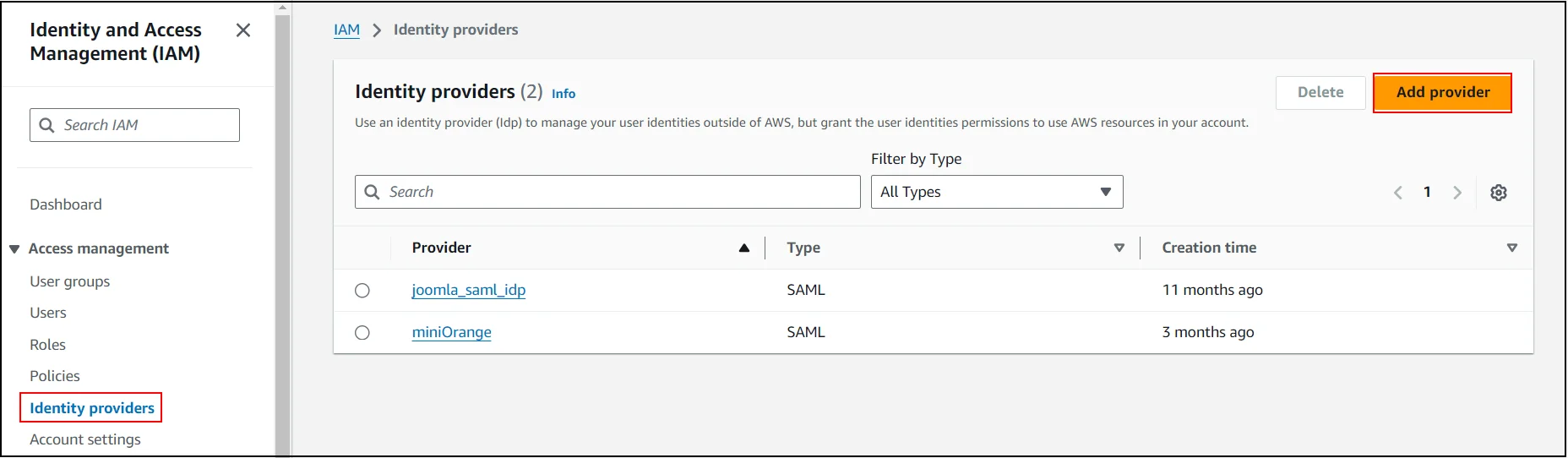 drupal saml idp aws idp