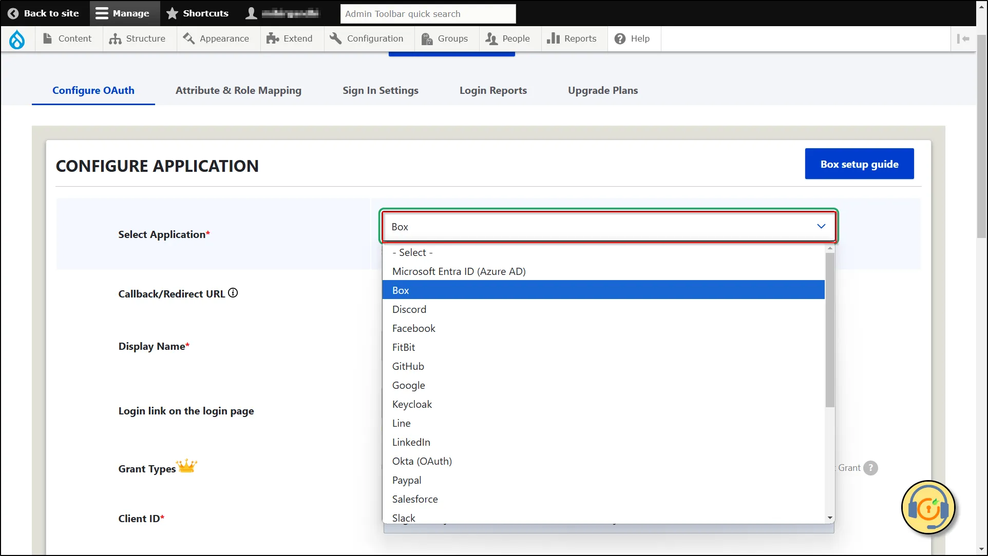 Drupal as OAuth Client - Under Configure OAuth -> Select Application - Copy Callback/Redirect URL and provide the Display name