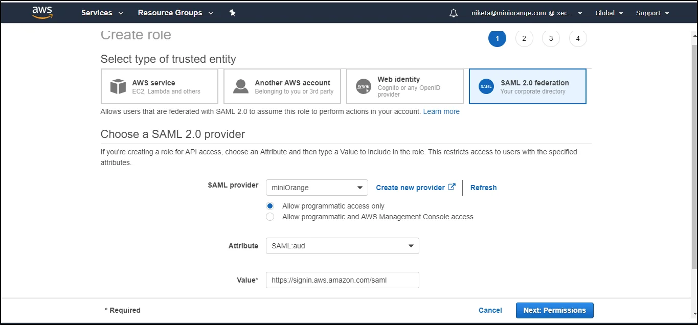 aws appstream saml single sign on - create role