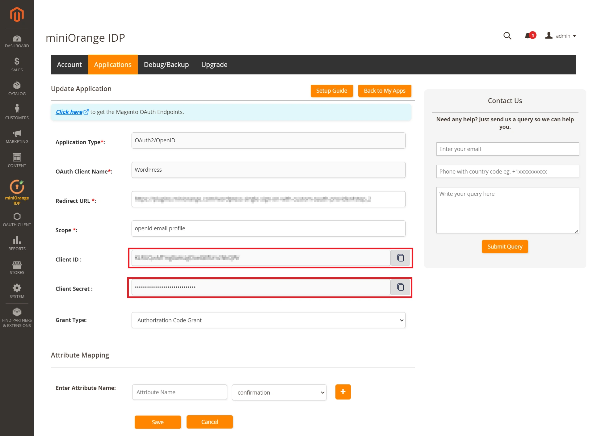 Magento as OAuth Server Add Application