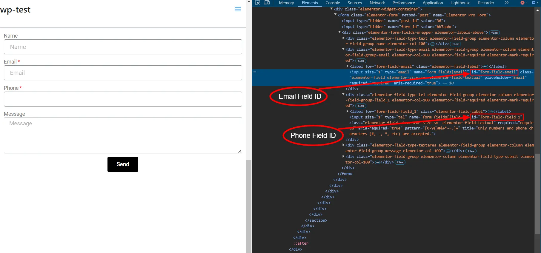 Both Phone and Email Verification Add-on - Elementor Pro Form Note required ID