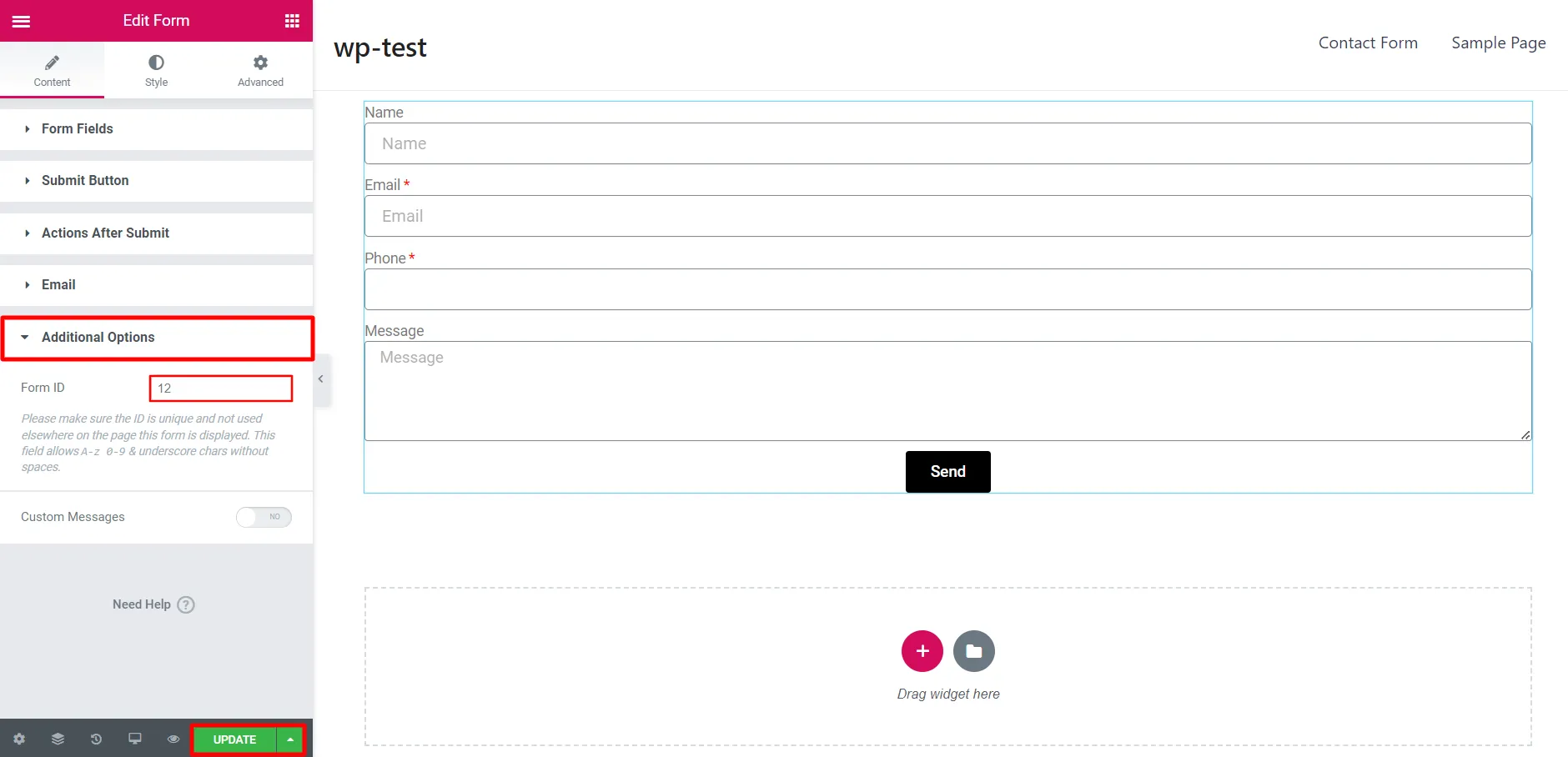 Both Phone and Email Verification Add-on - Elementor Pro Form go Additional Options