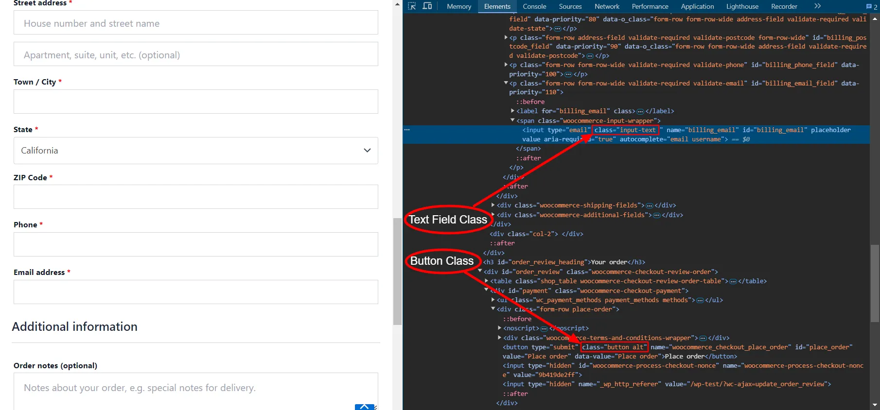 Both Phone and Email Verification Add-on - WooCommerce Checkout Form note button class