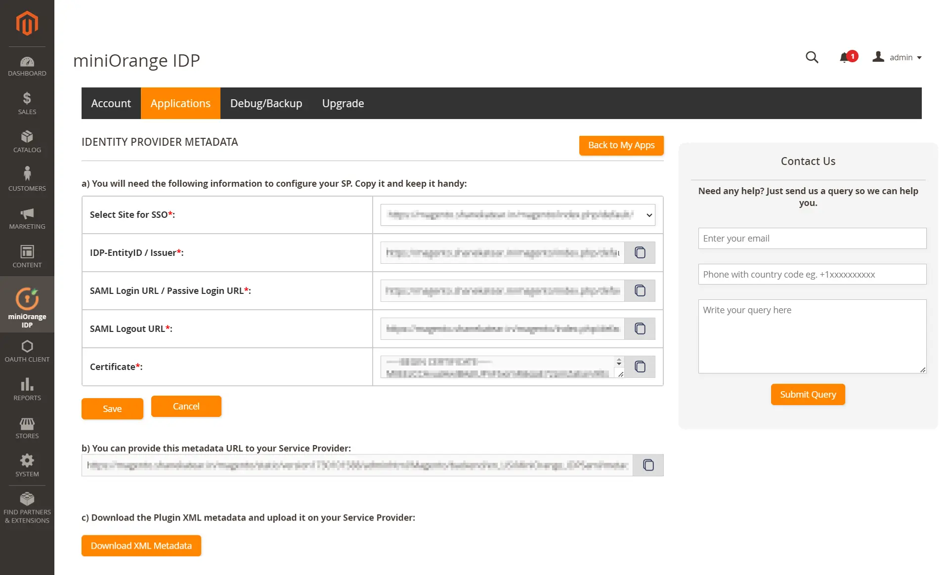 IDP Metadata URL SAML Endpoints - Magento SAML IDP SSO