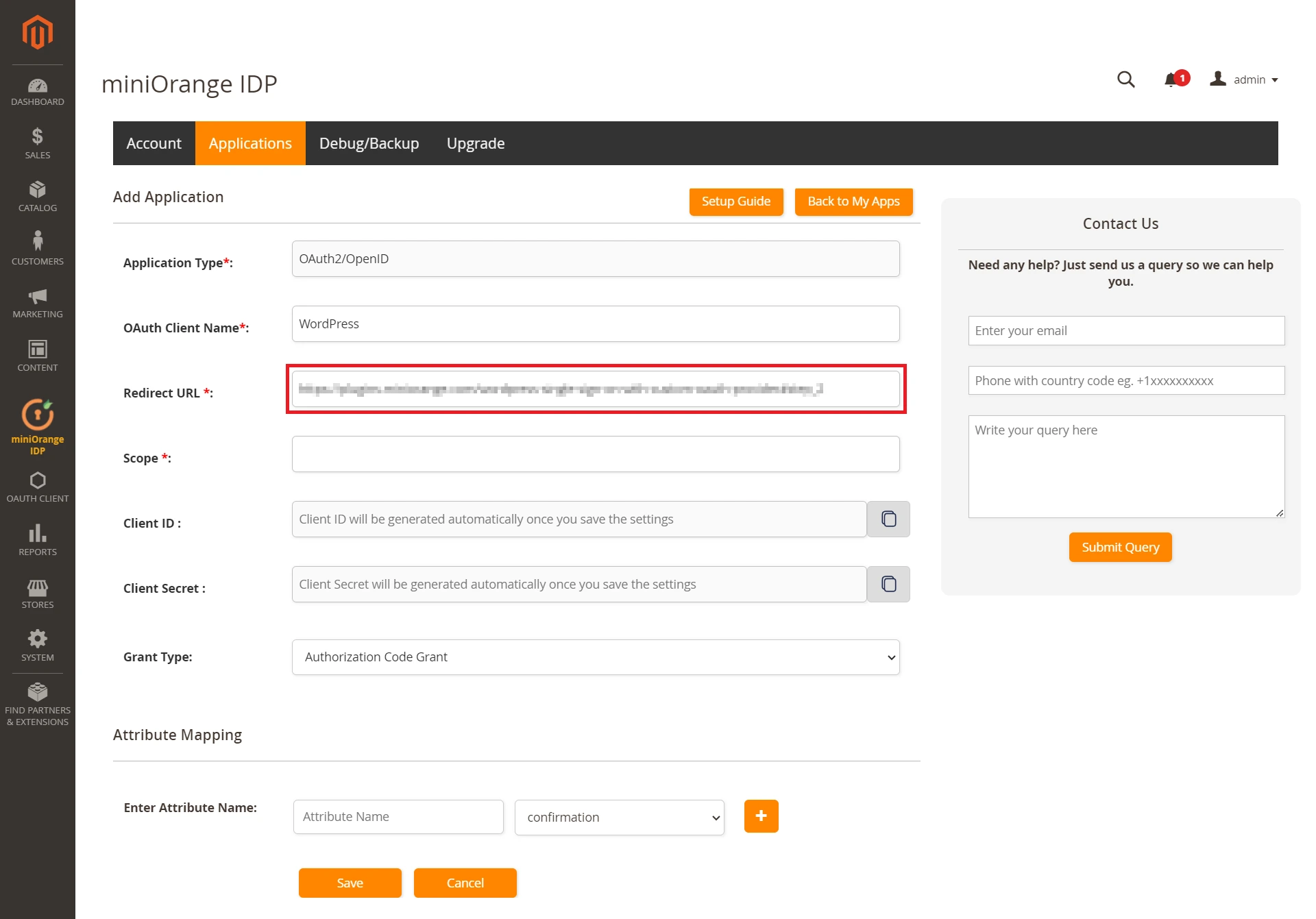 Magento as OAuth Server Add Application