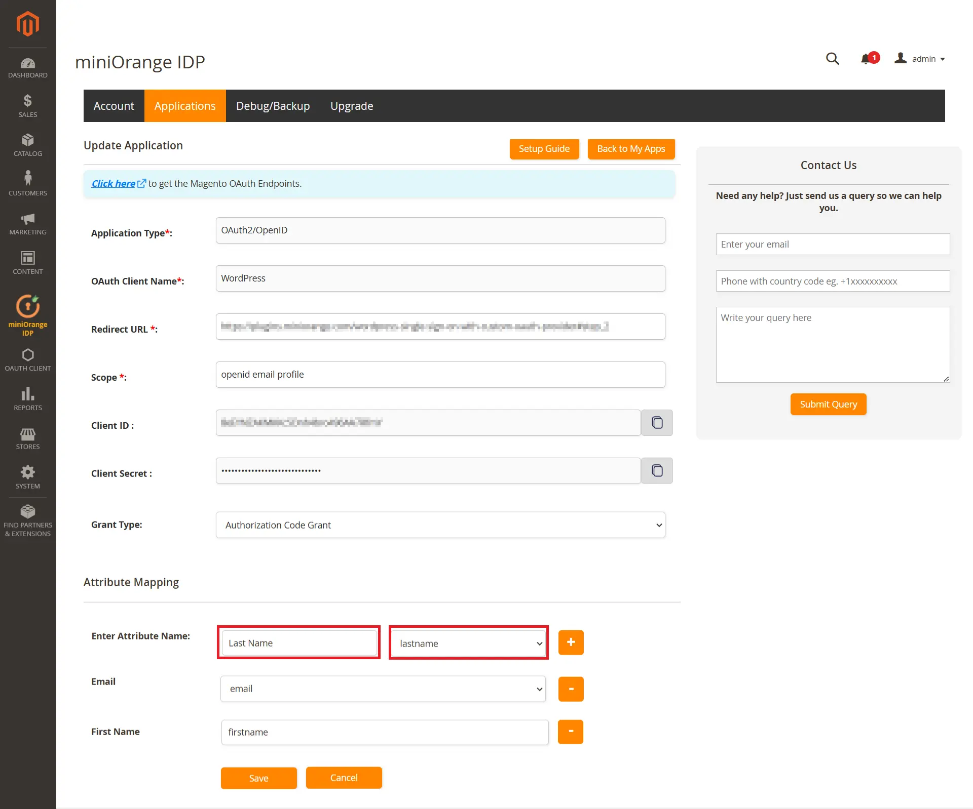 Magento as OAuth Server - Attribute Mapping