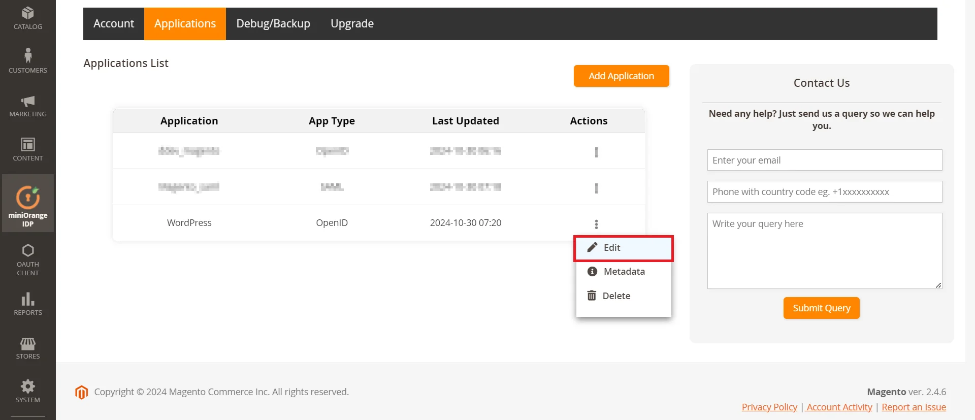 Magento as OAuth Server Add Application