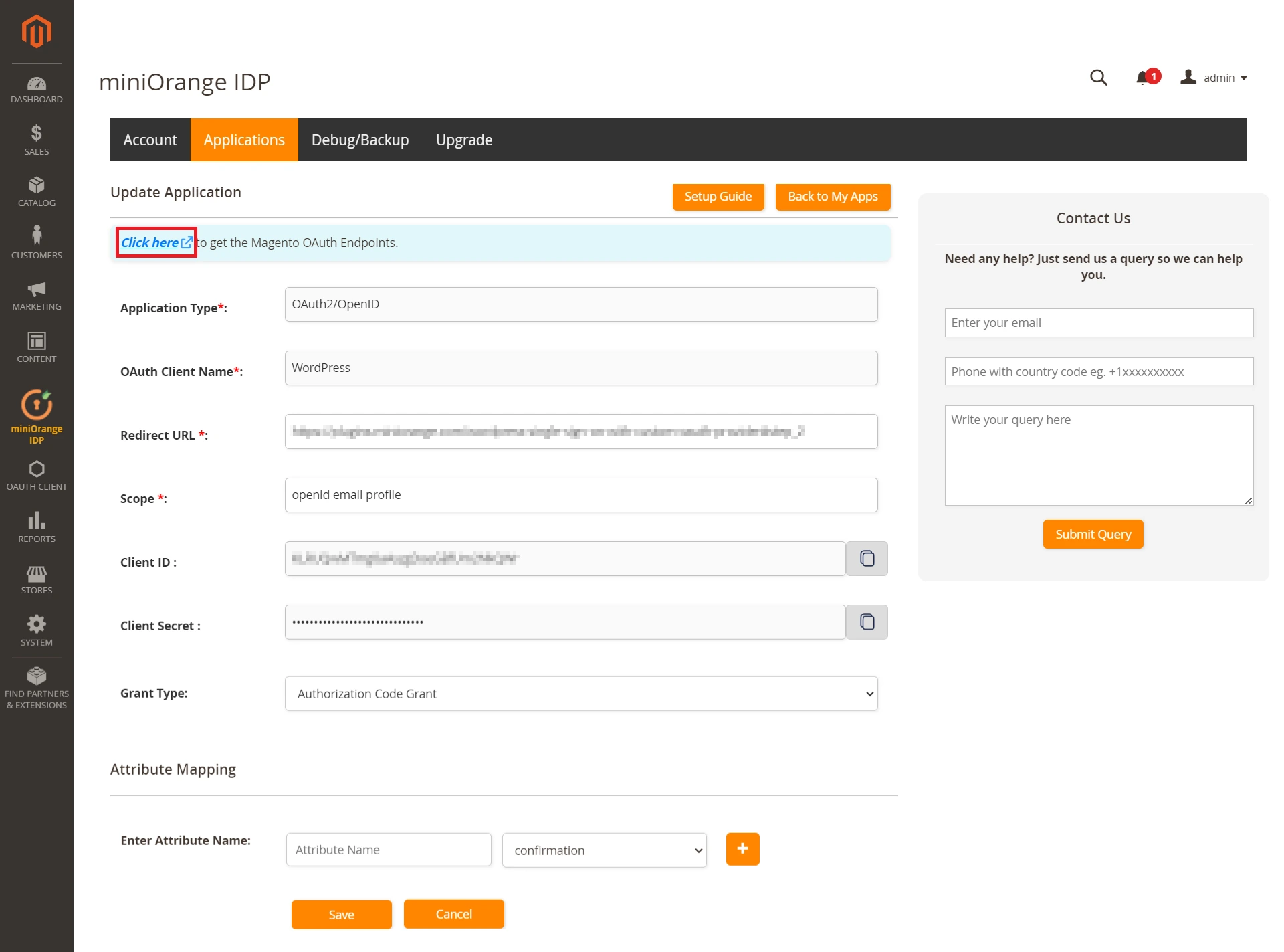 Magento as OAuth Server Add Application