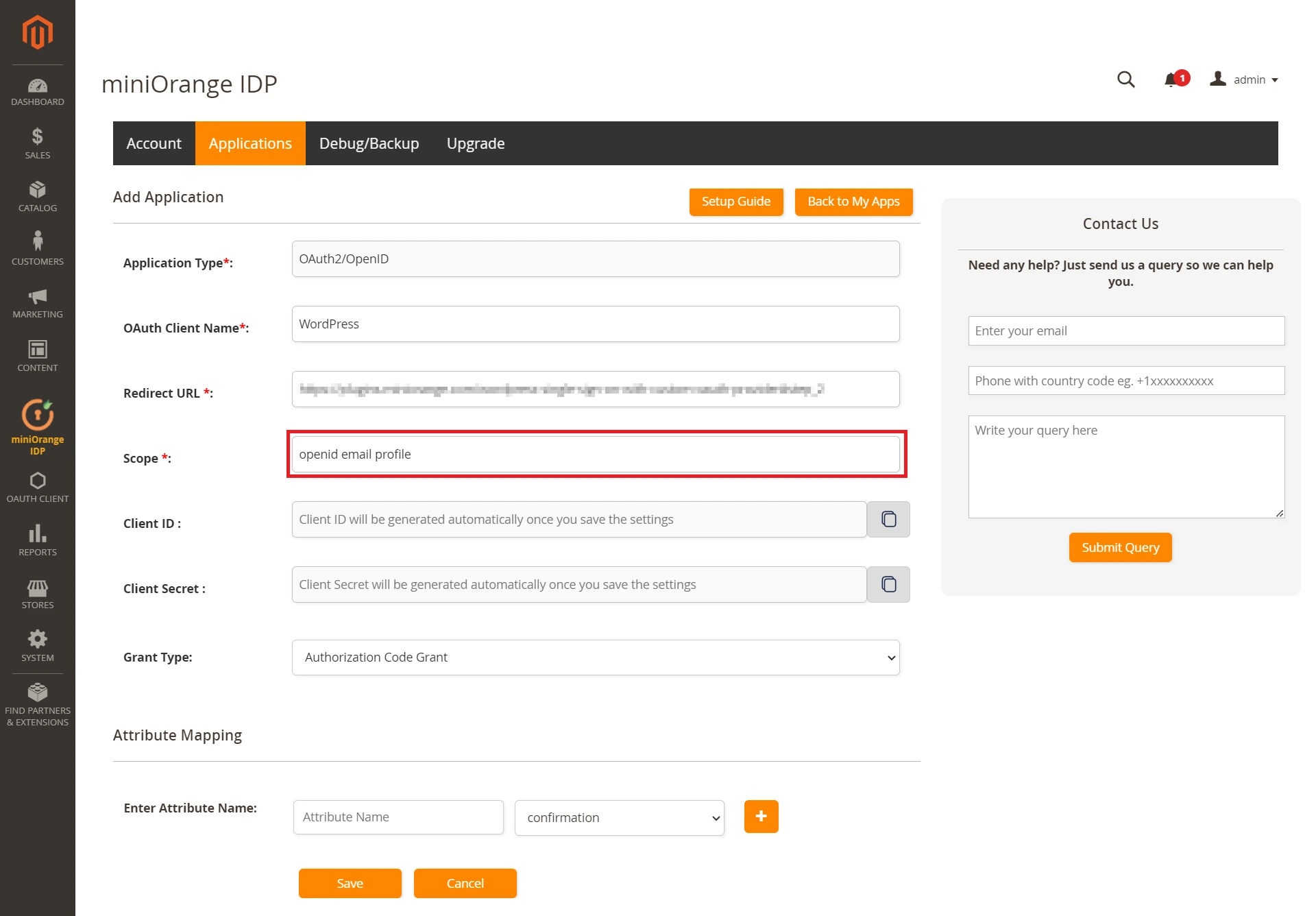 Magento as OAuth Server Add Application