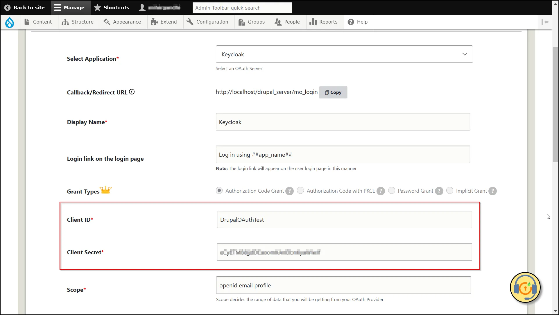 Keycloak OAuth/OIDC Single Sign On - Paste client credentials