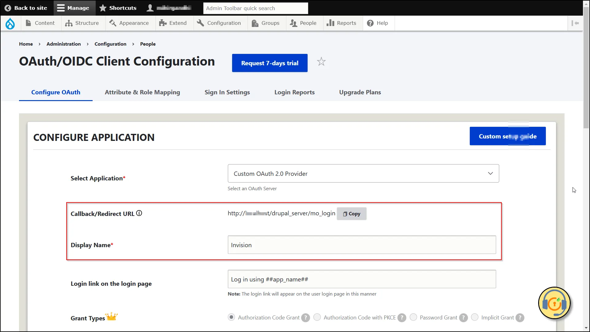 Drupal OAuth Client Single Sign-On - Under Configure OAuth tab - Select Intuit and copy the Callback URL