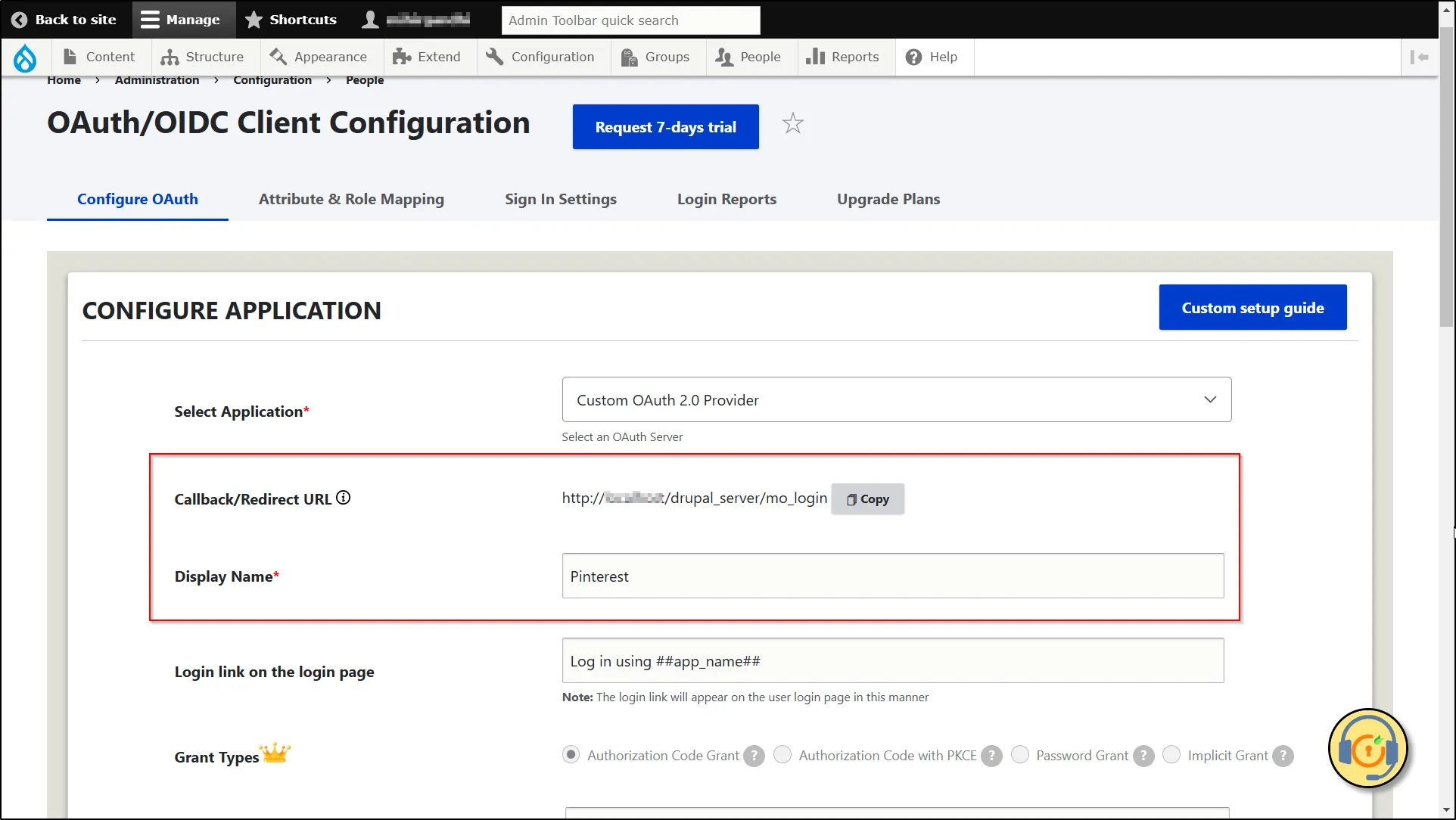 Drupal OAuth Client Single Sign-On - Under Configure OAuth tab - Select Intuit and copy the Callback URL