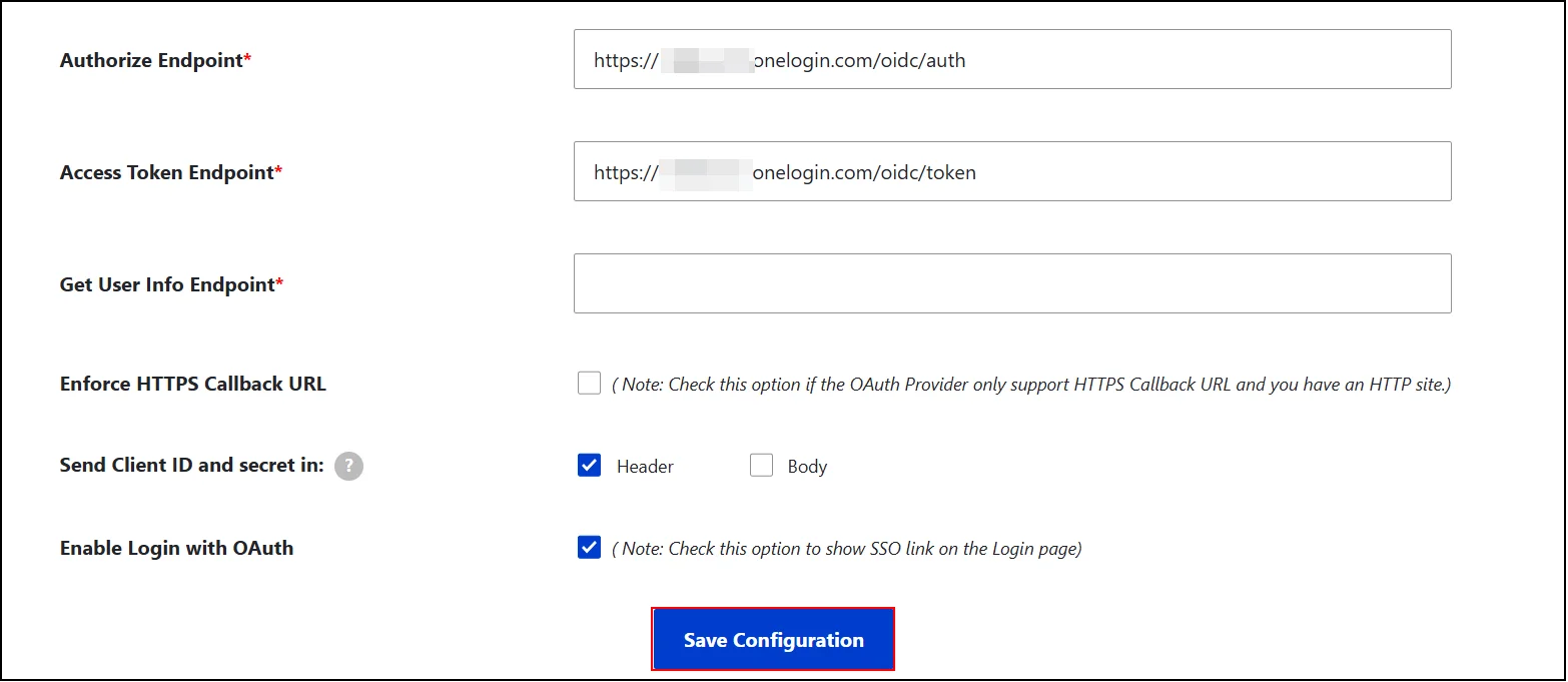 Drupal OAuth OpenID Single Single On - Click on Save Configuration button