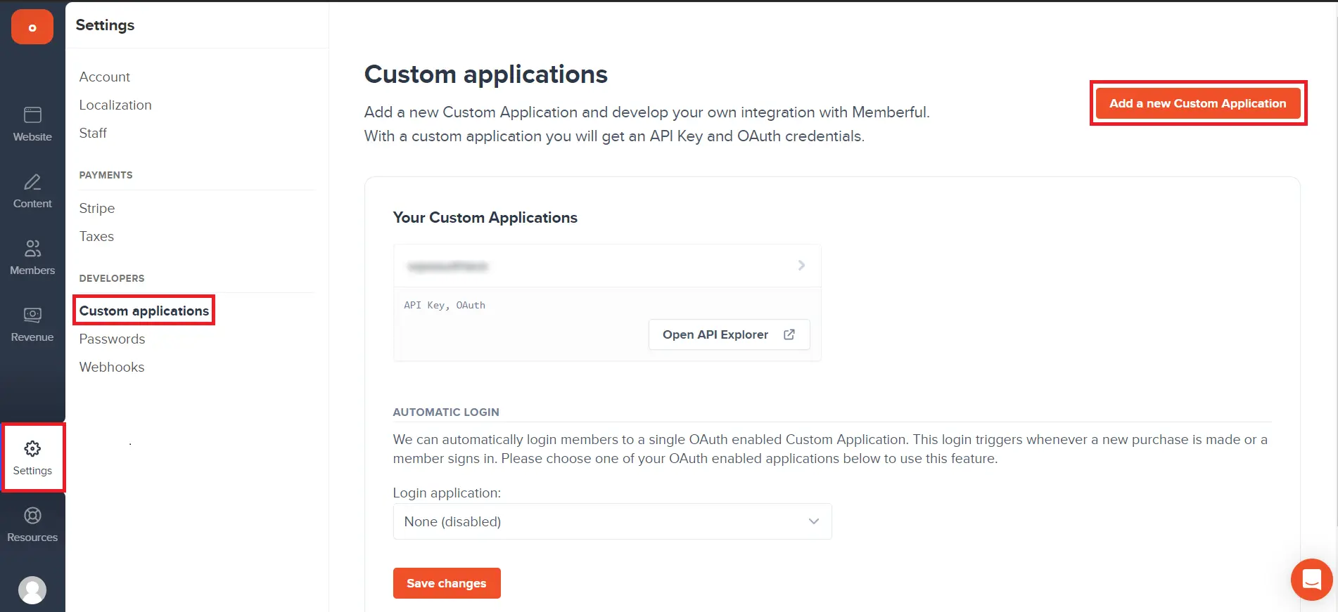 WordPress Memberful SSO - go to custom applications