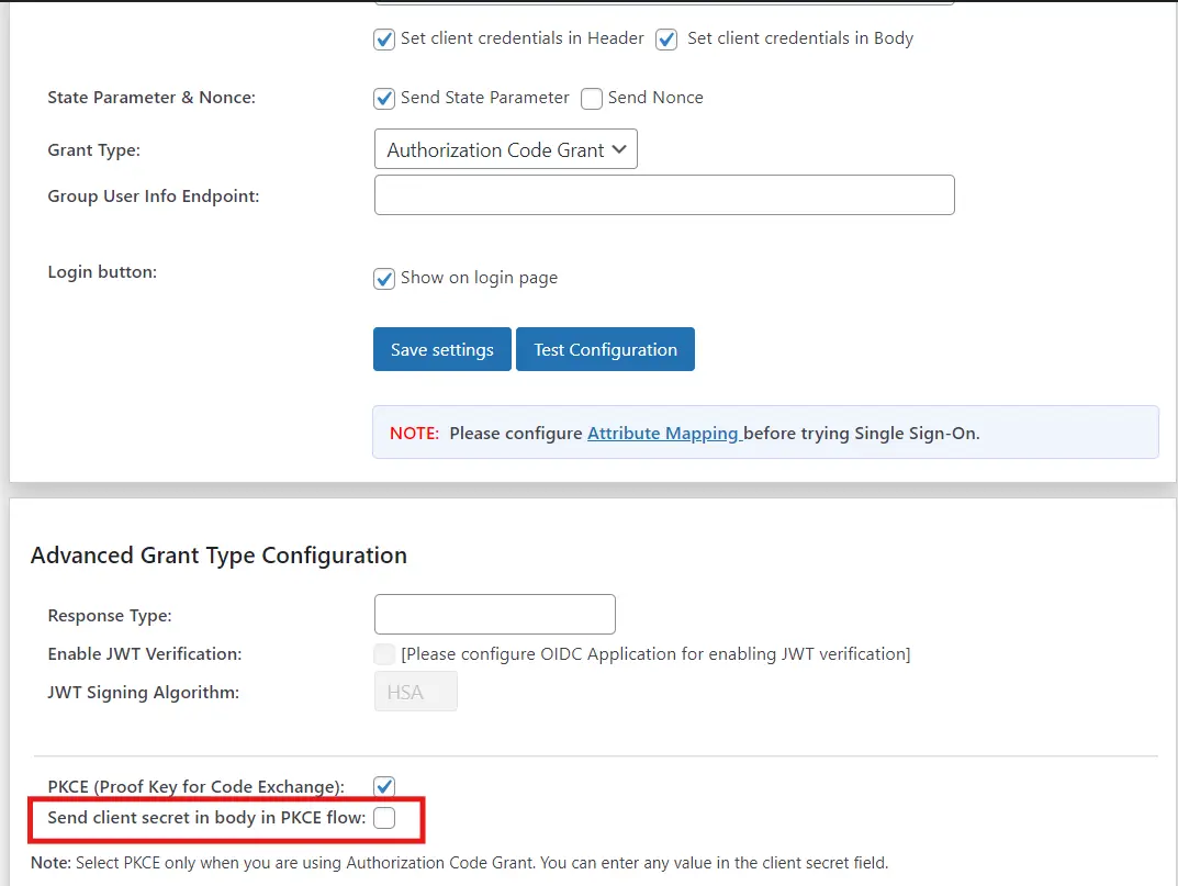 Salesforce Single Sign-On (SSO) login - configuration - uncheck PKCE flow