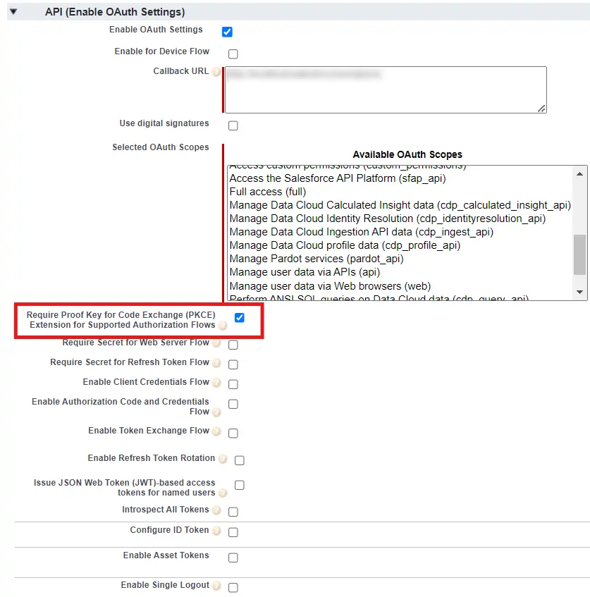 Salesforce Single Sign-On (SSO) login - enable PKCE