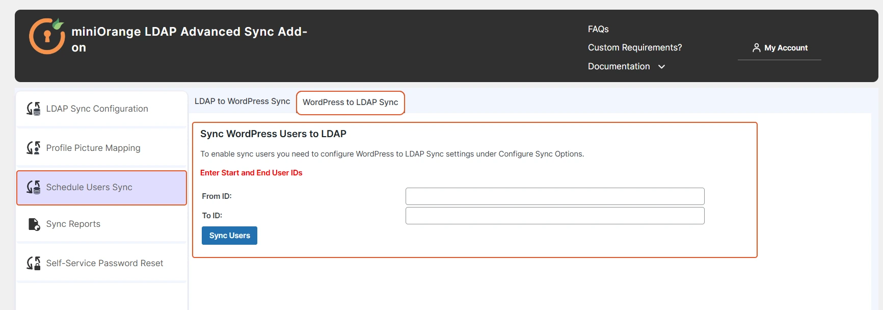 wordpress to ldap user sync