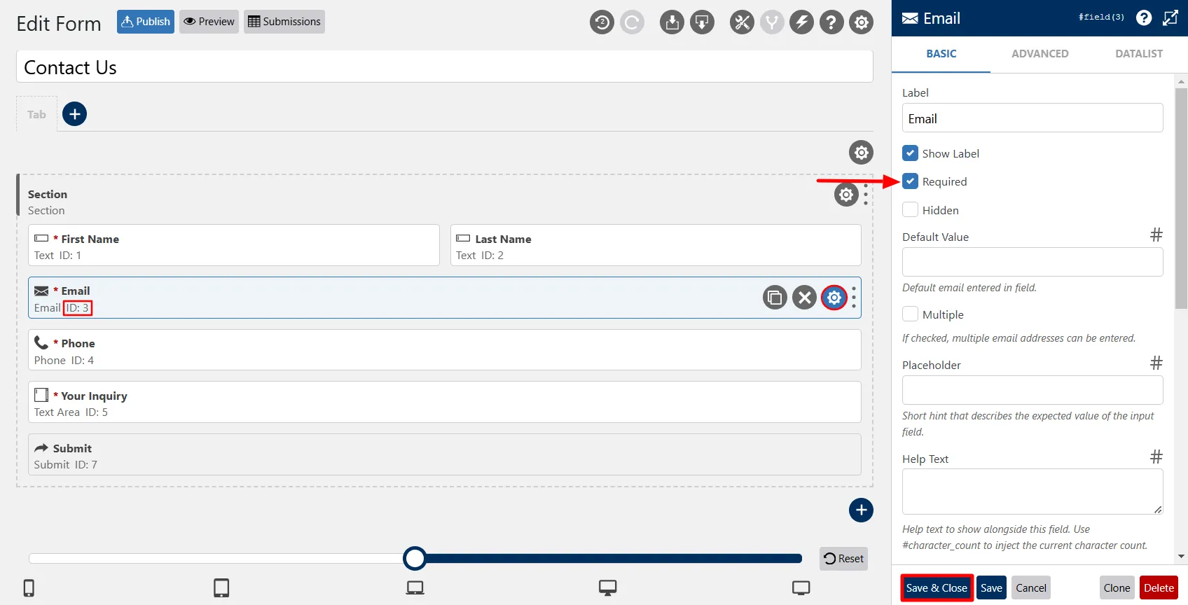 WS Form - Note Email Field ID