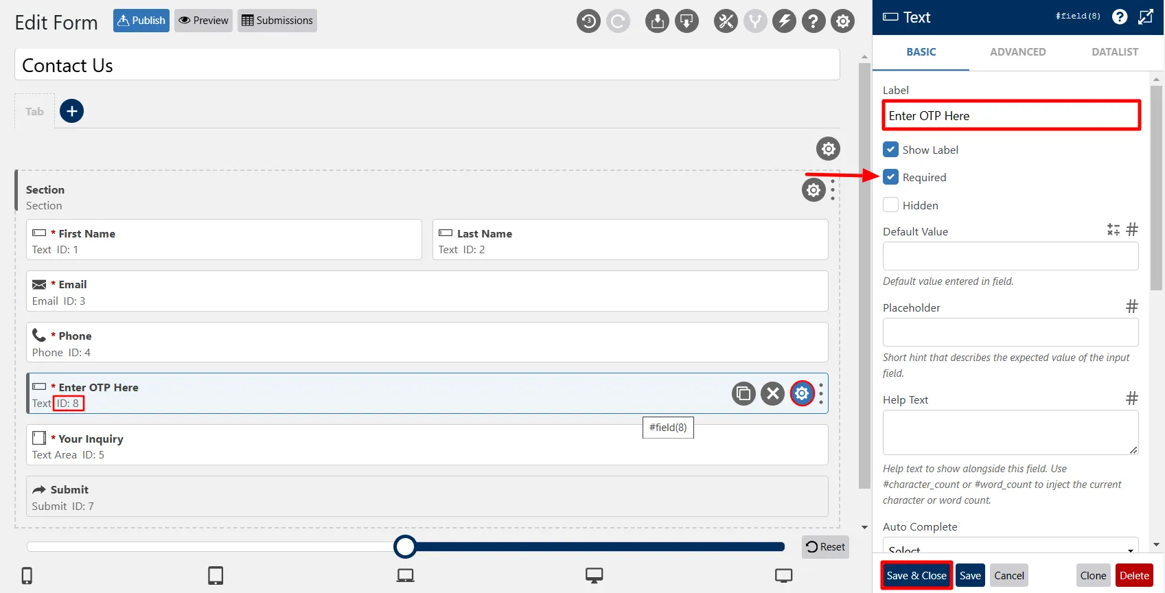 WS Form - Phone Verification Add Verification code field