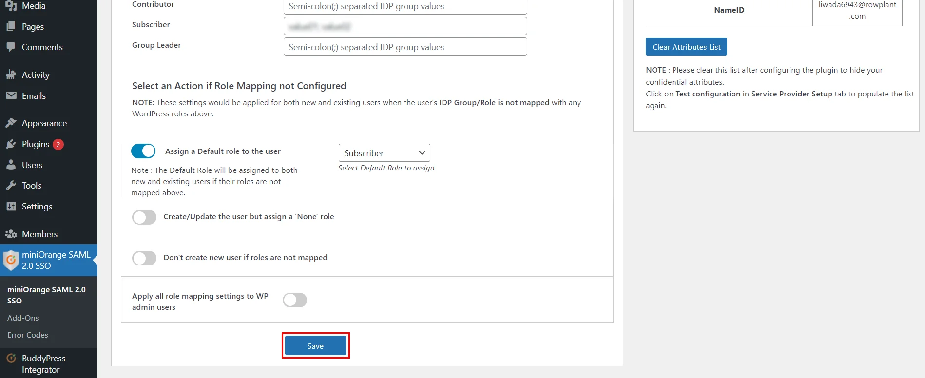 MemberPress Integration - Save Configurations