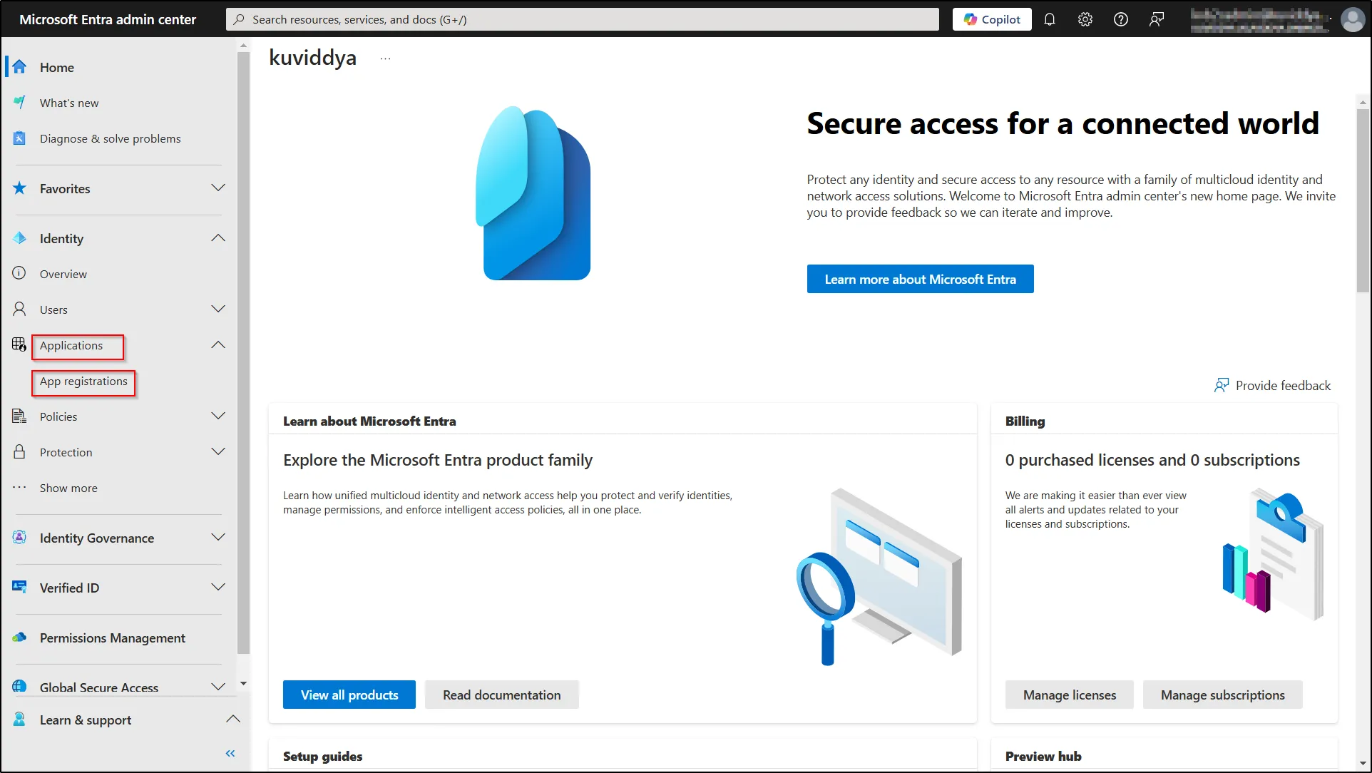 Microsoft Entra ID SSO Login Select App registrations