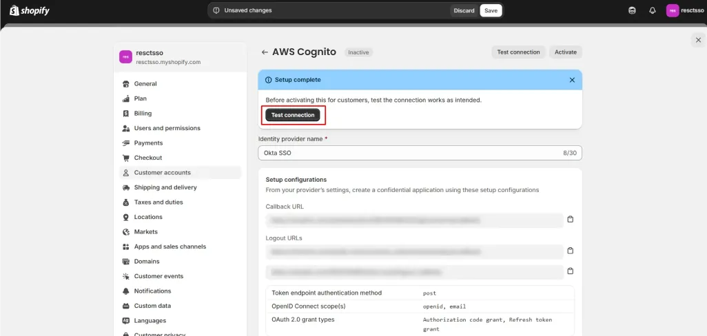 Make default - Shopify AWS Cognito SSO