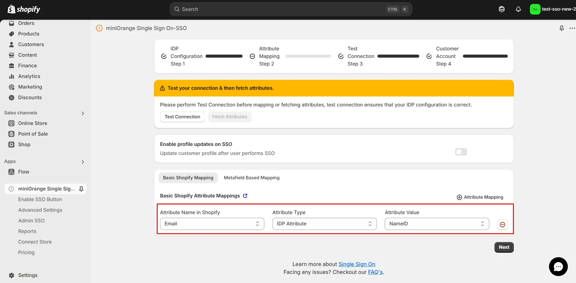 Map Attributes - Shopify Okta SSO