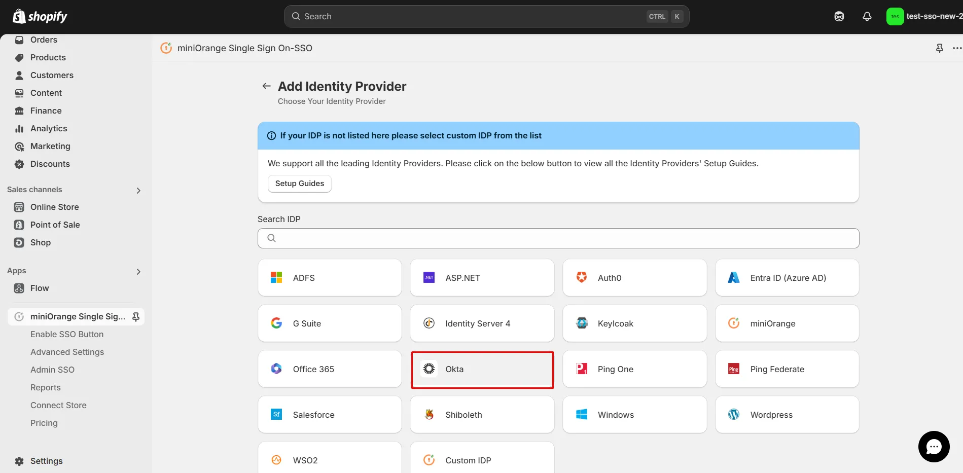 Okta IDP - Shopify Okta SSO