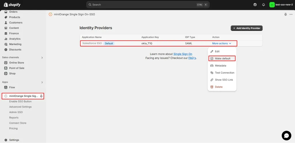 Make default - Shopify Okta SSO