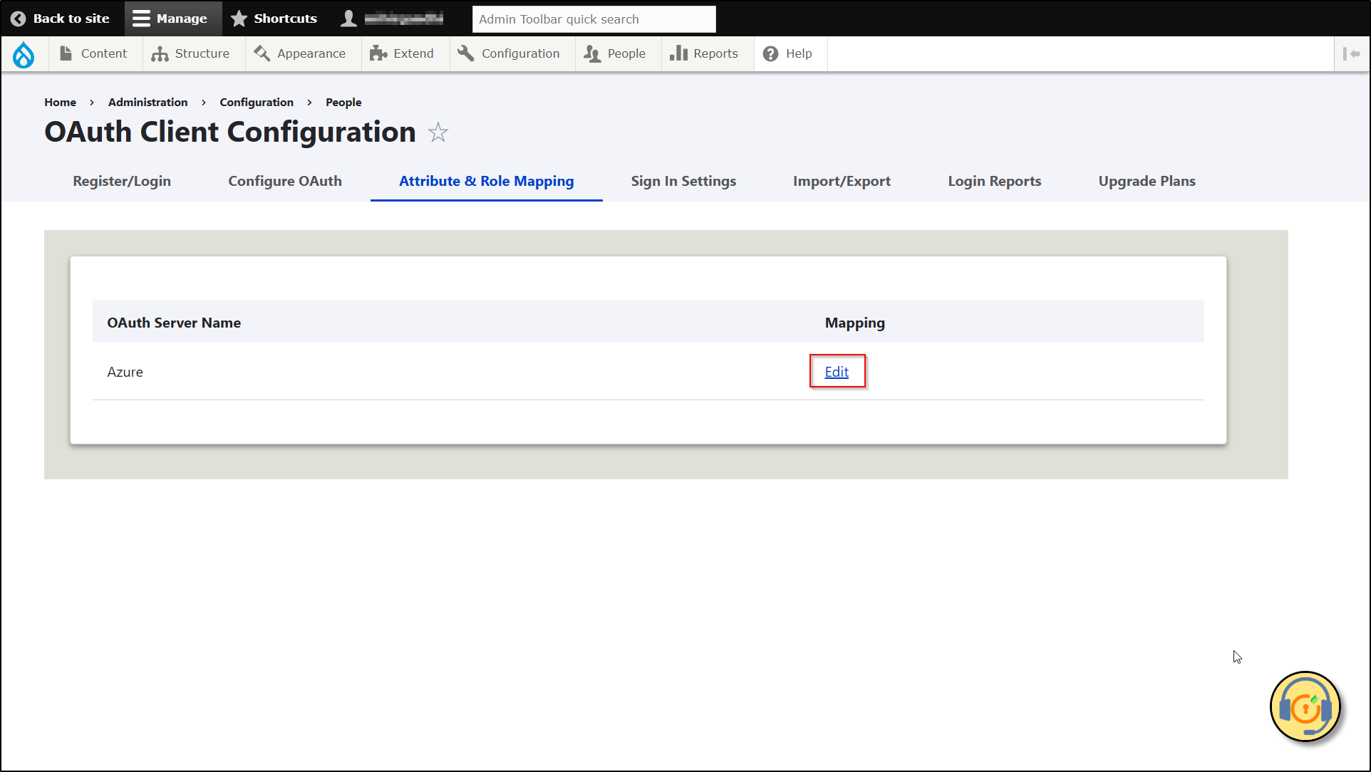 Drupal OAuth Client - Role mapping - Click Edit Link