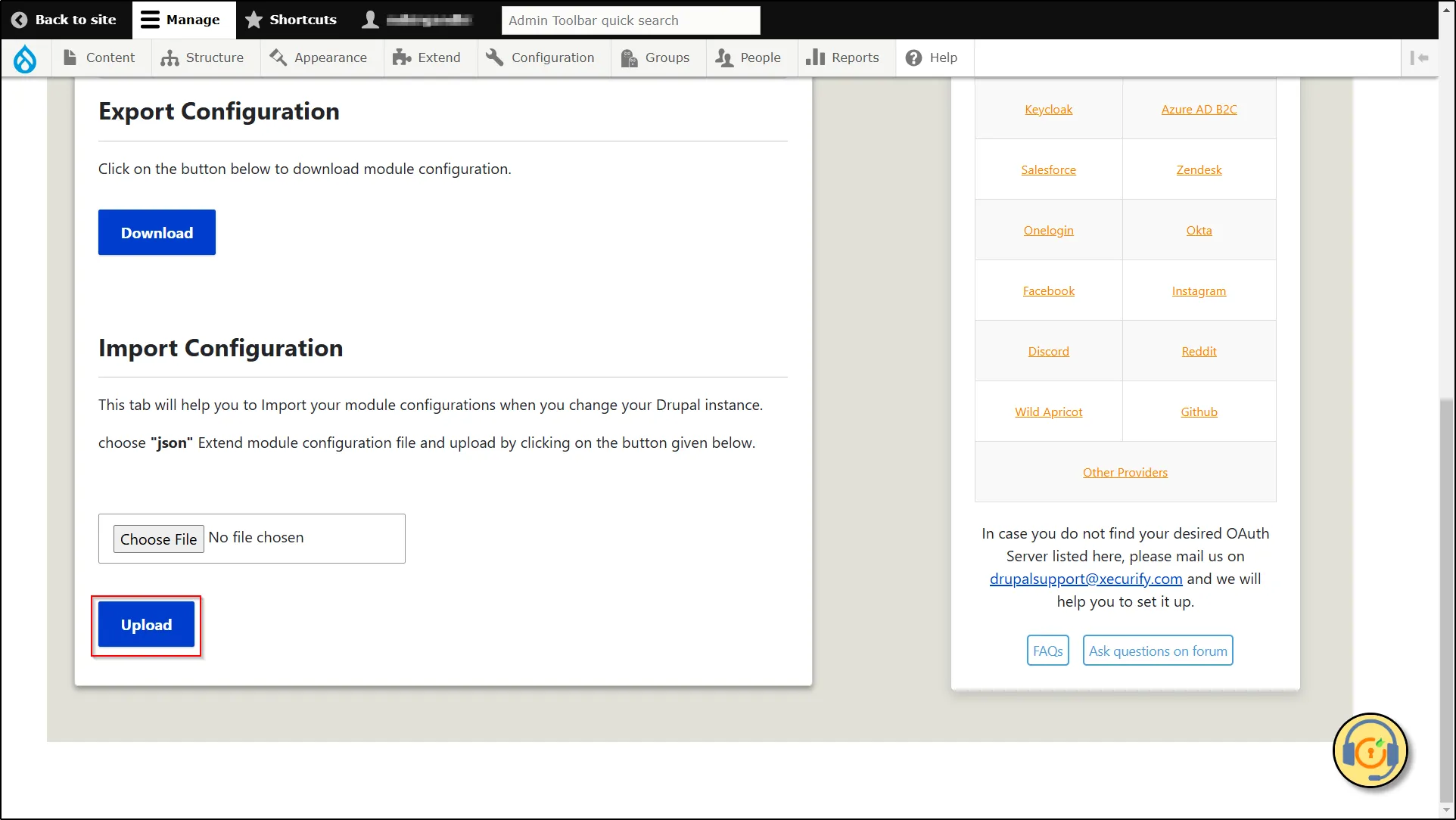 Drupal OAuth Client - Import Configuration