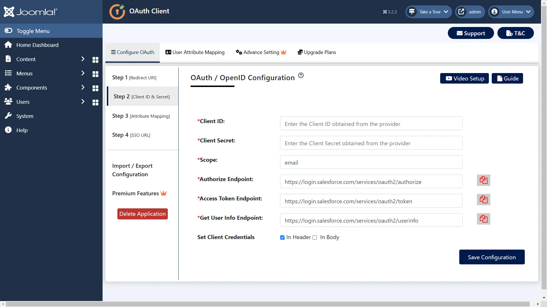 Upload IdP
    Metadata