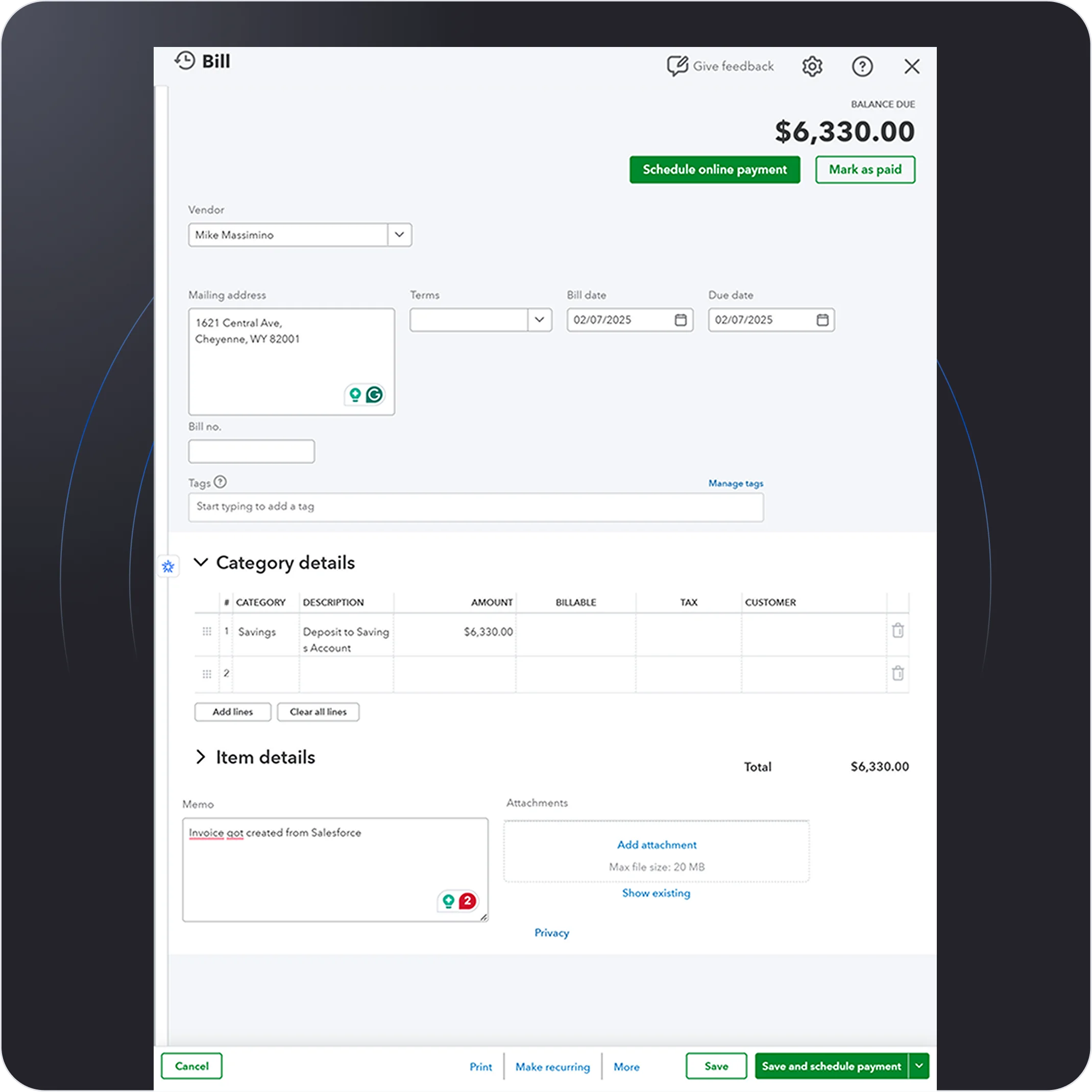 Quickbooks Invoice Sync to Salesforce