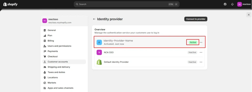 Apple SSO Login into Shopify - Make identity provider active