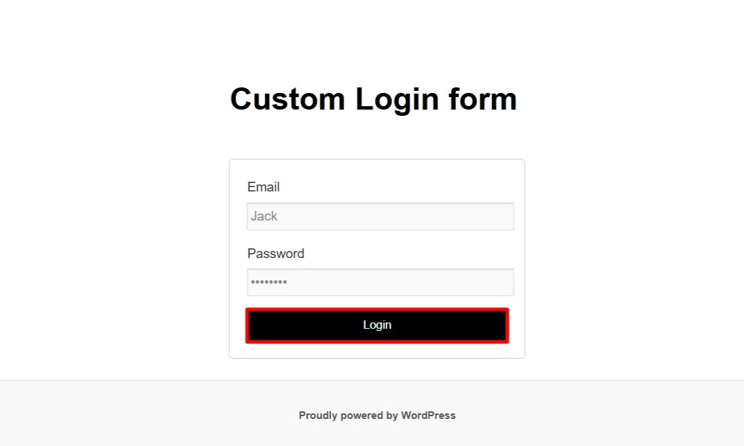 Custopm Login Form - Click login