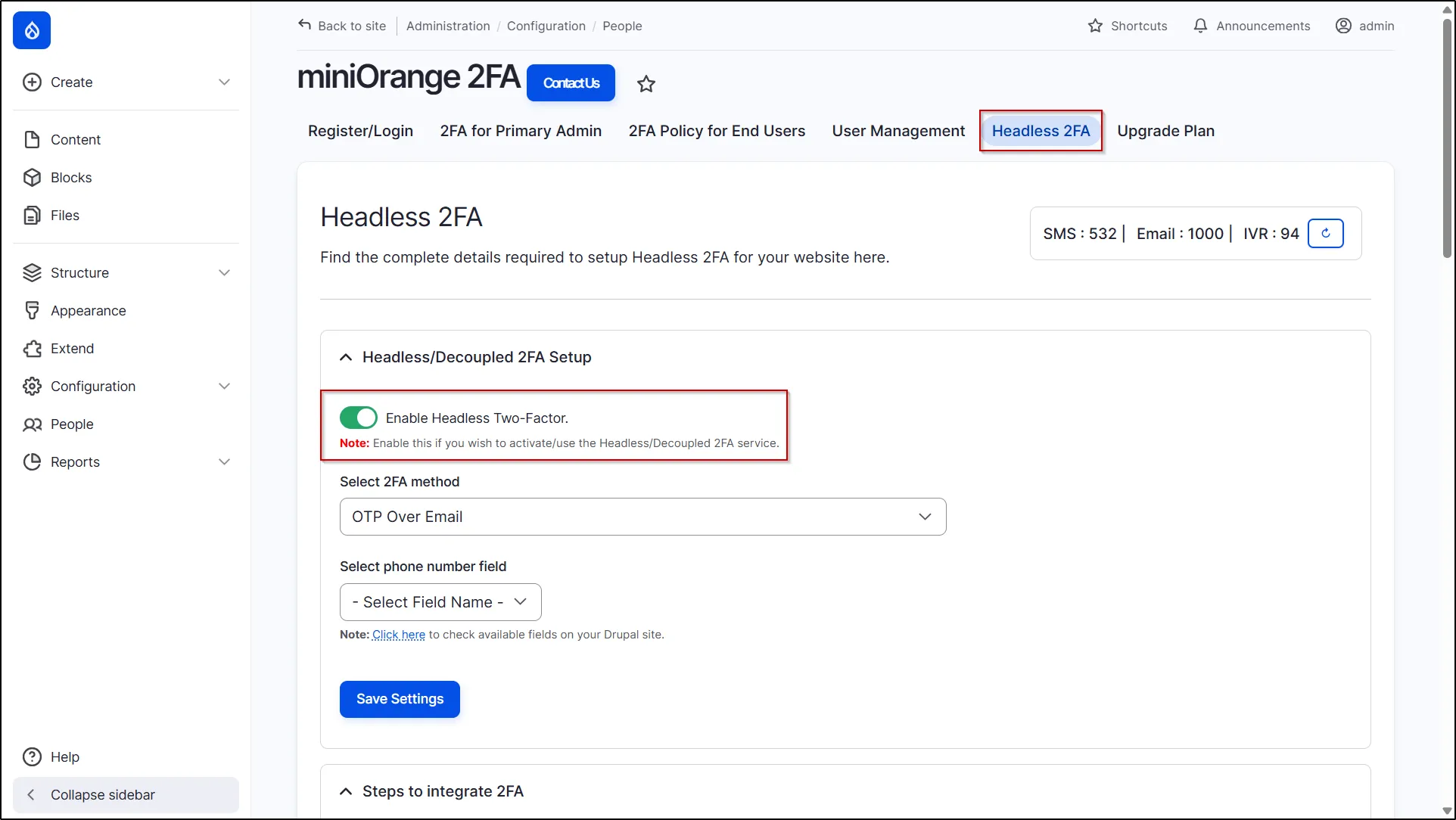 Drupal Headless 2FA - Enable headless 2FA