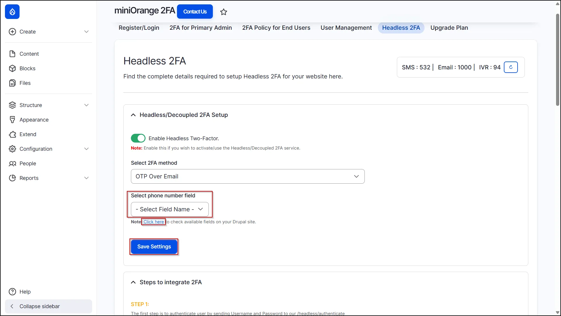 Drupal Headless 2FA Enter Machine Name