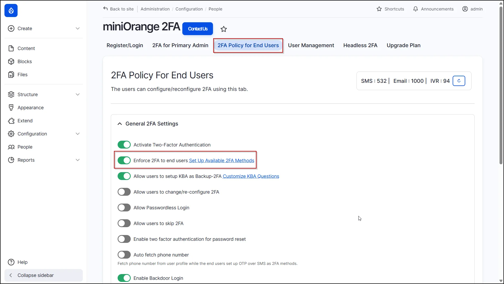 Drupal 2FA select invoke inline registration