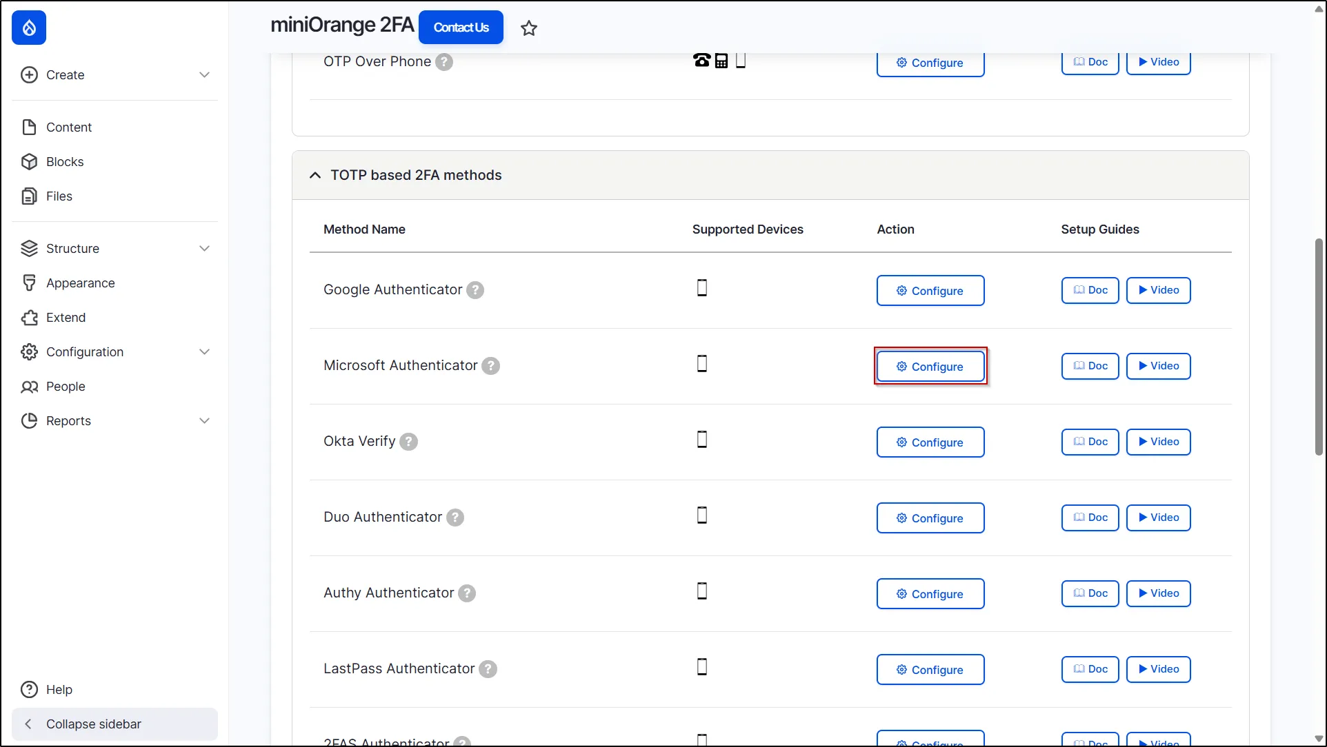 Select Microsoft Authenticator