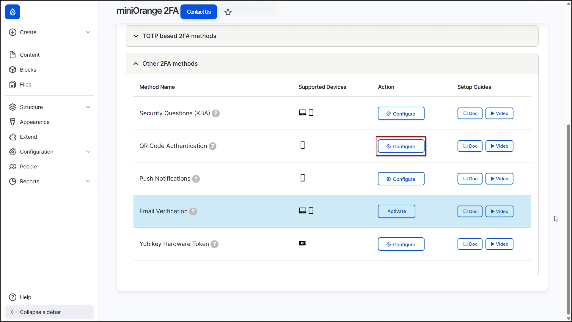 Drupal-QR-code-authentication-Click-Configure-Button