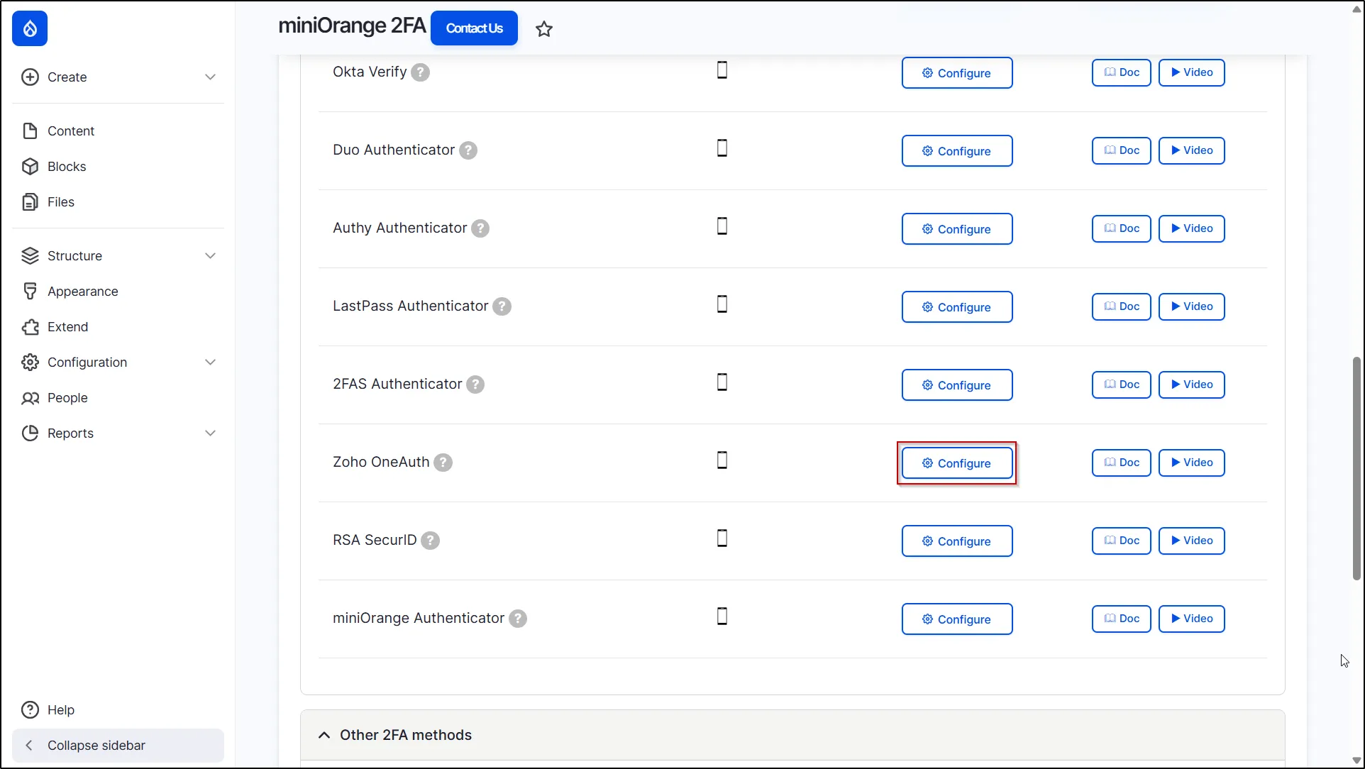 Select Zoho OneAuth