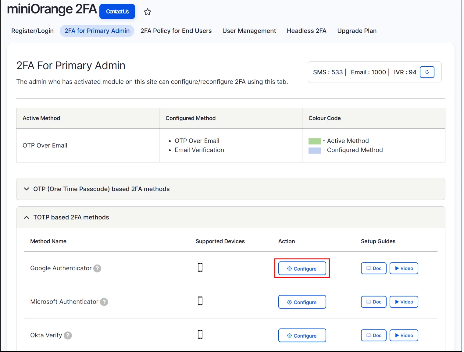 Select Google Authenticator