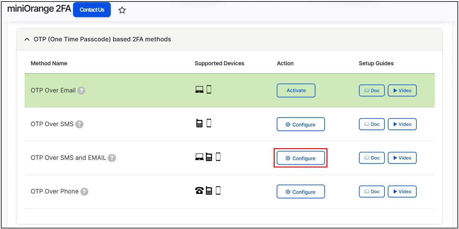 Drupal 2FA click configure button